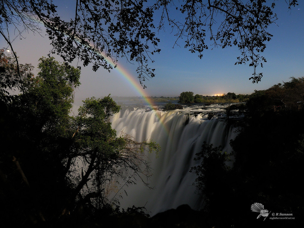 Lunar Rainbow over Victoria Falls from the Zambian Side